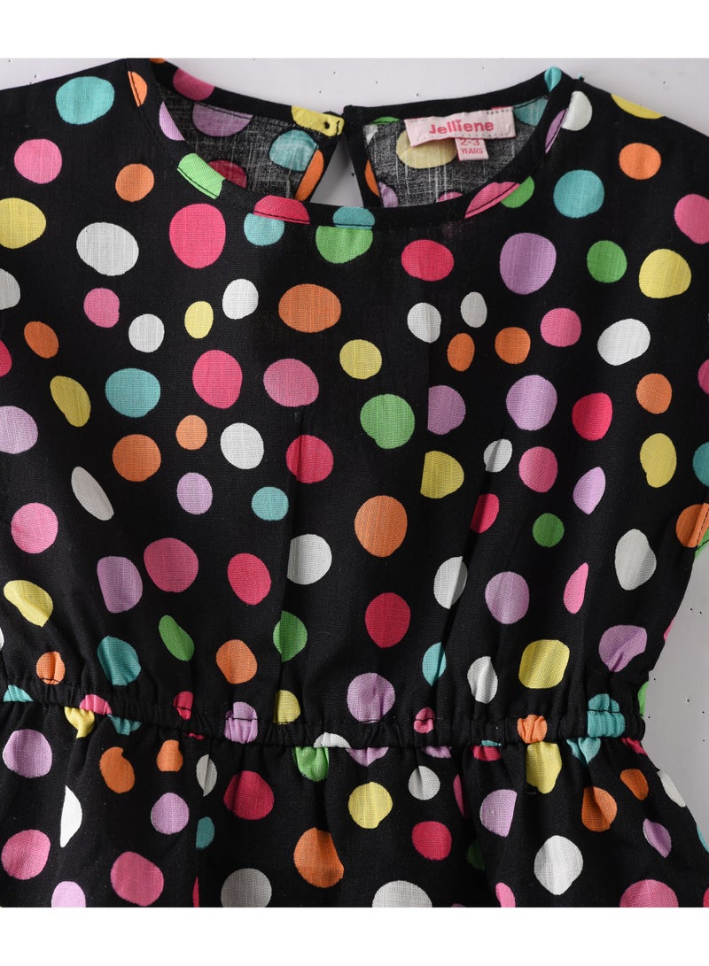 Jelliene Girls Multicolor Polka Dot Casual Dress - Image 3